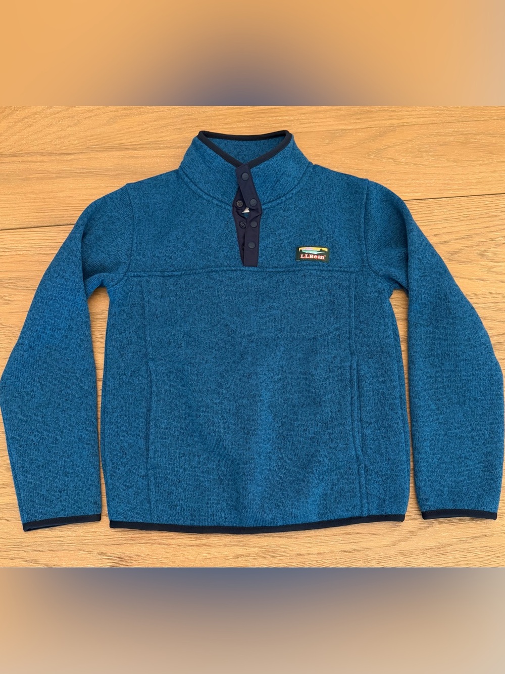 L.L. Bean youth Teal Blue Snap-Quarter Fleece Zip-Up